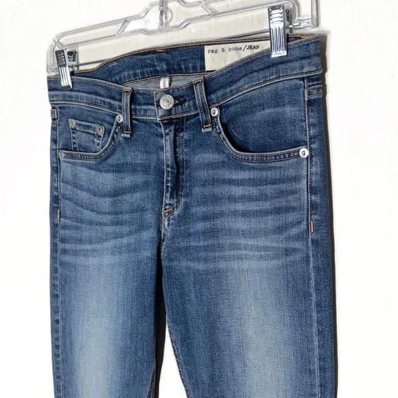 SOLD-Rag & Bone High Rise Vintage Wash Distressed Full Length Ankle Skinny Jeans - Picture 5 of 12